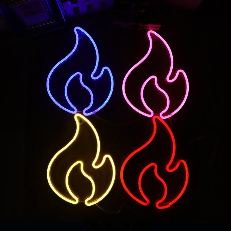 Flame Neon Sign Red and Yellow Flame Neon Light Flame Led Light Sign for Kids Baby Room Wedding Party Wall Decor Hanging Light