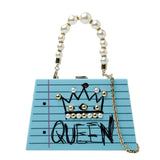 New arrival fashion letter diamonds pearl rivet box shape casual female handbag party purse ladies crossbody messenger bags SAC