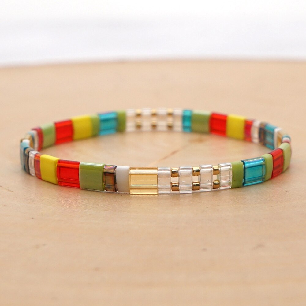 Go2boho Boho Miyuki Bracelet For Women Tila Beads Rainbow Bracelets for Girl Gift Summer Pulseras Elastic Jewelry wholesale