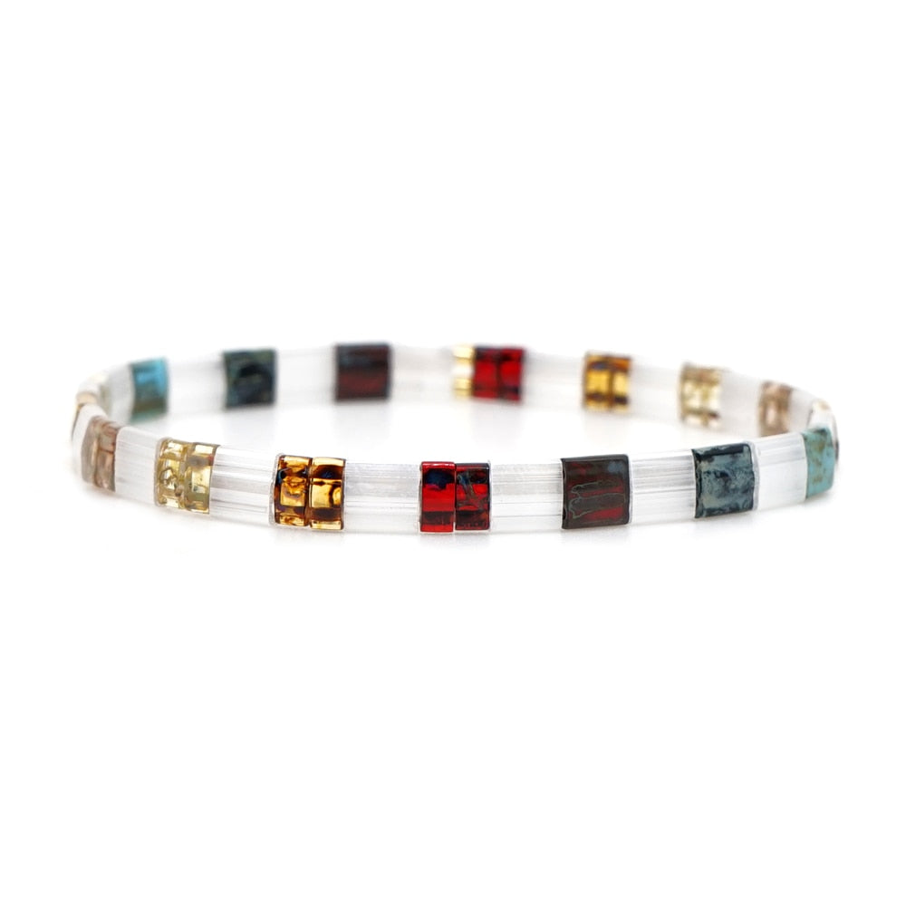 Go2boho Boho Miyuki Bracelet For Women Tila Beads Rainbow Bracelets for Girl Gift Summer Pulseras Elastic Jewelry wholesale