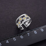 Lotus Fun Elegant Little Daisy Flower Adjustable Rings for Women Real 925 Sterling Silver Luxury 18K Gold Jewelry 2022 Trend New