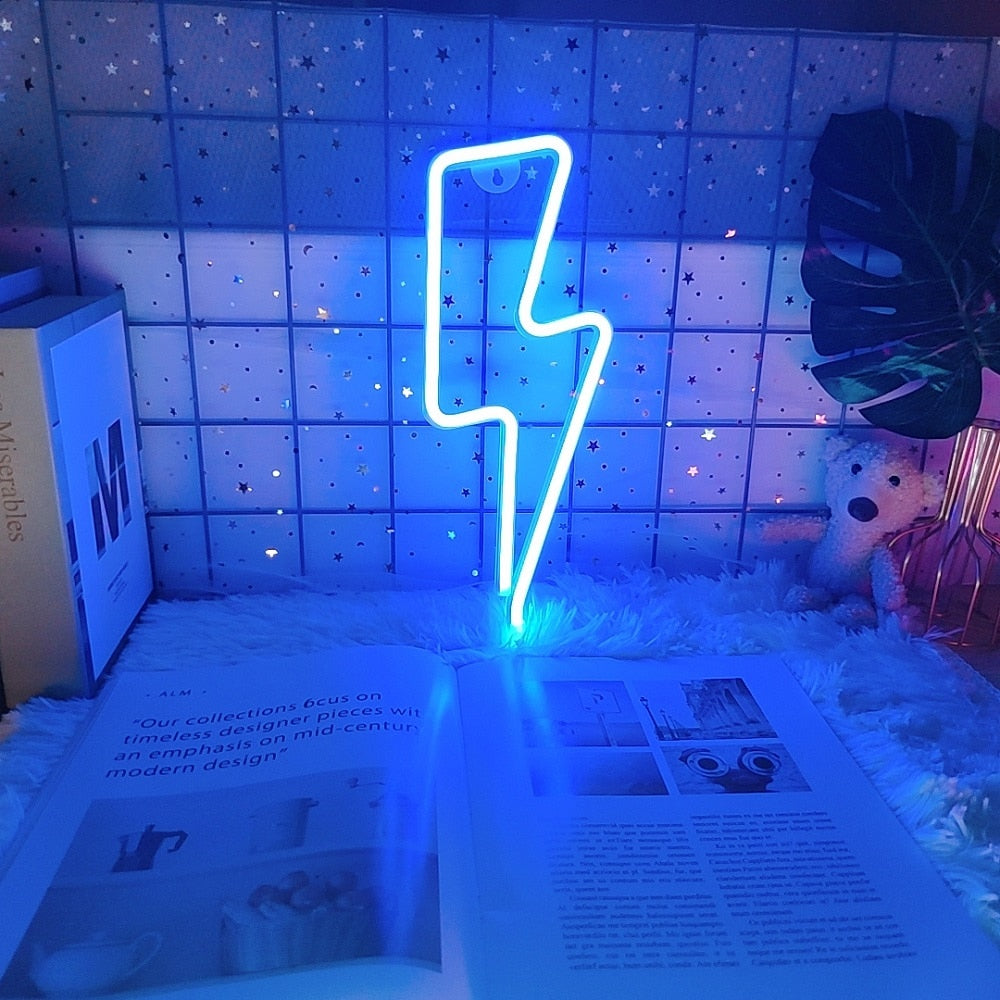 Neon Sign Lightning LED Neon Wall Night Light Battery|USB Operated Table Lamp for Children's Room Party Home Bar Gift Decoration