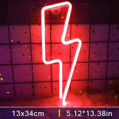 Neon Sign Lightning LED Neon Wall Night Light Battery|USB Operated Table Lamp for Children's Room Party Home Bar Gift Decoration