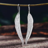 Lotus Fun Real 925 Sterling Silver Natural Original Handmade Fine Jewelry Long Leaves Fashion Dangle Earrings for Women Brincos
