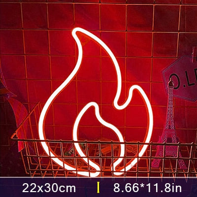 Flame Neon Sign Red and Yellow Flame Neon Light Flame Led Light Sign for Kids Baby Room Wedding Party Wall Decor Hanging Light