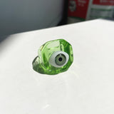 HUANZHI 2021 New Summer Korean Devil's Eye Blue Transparent Resin Round Rings  for Women Girls Party Jewelry Gifts