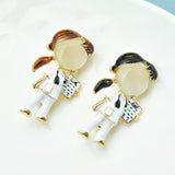 Wuli&baby Black Brown Hair Doctor Nurse Brooches For Women Unisex Enamel Hospital Figure Party Office Brooch Pin Gifts