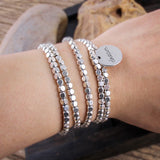 Free Shipping square Beads five row wrap bracelet Neklace double side Dream Moon charm metal bracelets