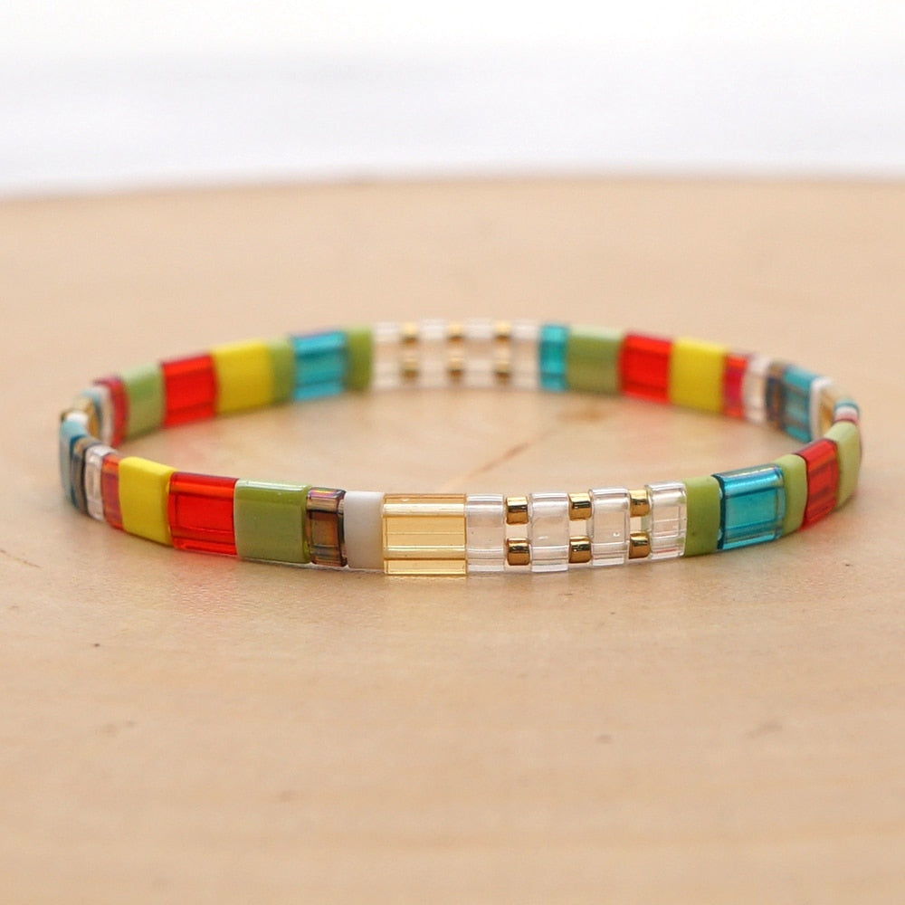 Go2boho Boho Miyuki Bracelet For Women Tila Beads Rainbow Bracelets for Girl Gift Summer Pulseras Elastic Jewelry wholesale
