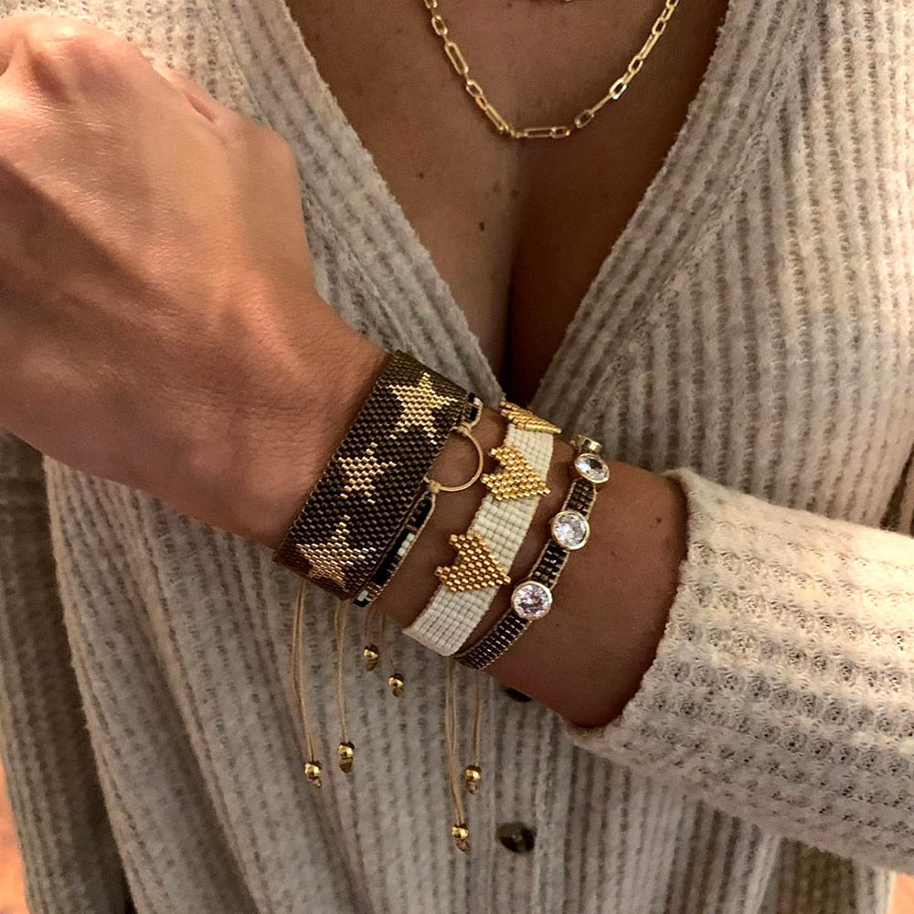 Go2boho Star Bracelet For Women Japanese Bead Jewellery Rhinestone Jewelry Boho Friends Gift Heart Bracelets Evil Eye Pulseras