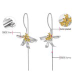 Lotus Fun Osmanthus Fragrans Flower Dangle Earrings Real 925 Sterling Silver Handmade Designer Fine Jewelry Earrings for Women