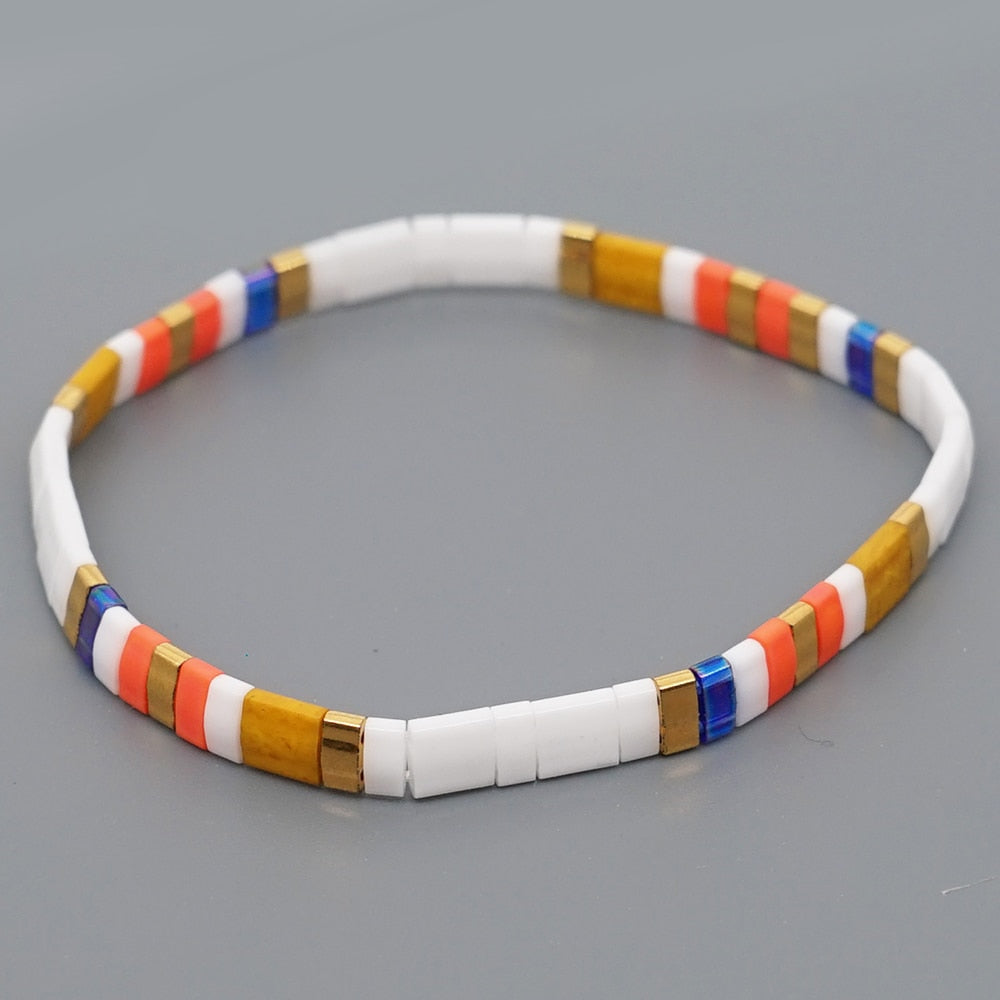 Go2boho Boho Miyuki Bracelet For Women Tila Beads Rainbow Bracelets for Girl Gift Summer Pulseras Elastic Jewelry wholesale