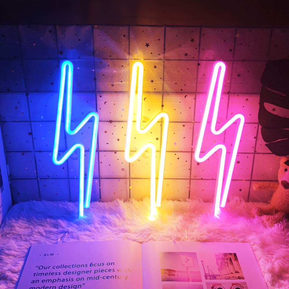 Neon Sign Lightning LED Neon Wall Night Light Battery|USB Operated Table Lamp for Children's Room Party Home Bar Gift Decoration