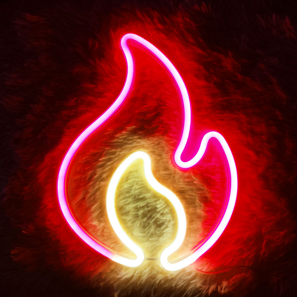 Flame Neon Sign Red and Yellow Flame Neon Light Flame Led Light Sign for Kids Baby Room Wedding Party Wall Decor Hanging Light