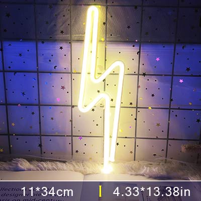 Neon Sign Lightning LED Neon Wall Night Light Battery|USB Operated Table Lamp for Children's Room Party Home Bar Gift Decoration