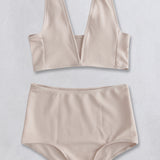 Ribbed V-Neck Bikini Set