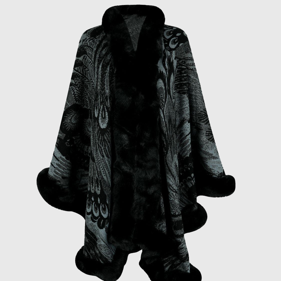 Printed Open Front Poncho