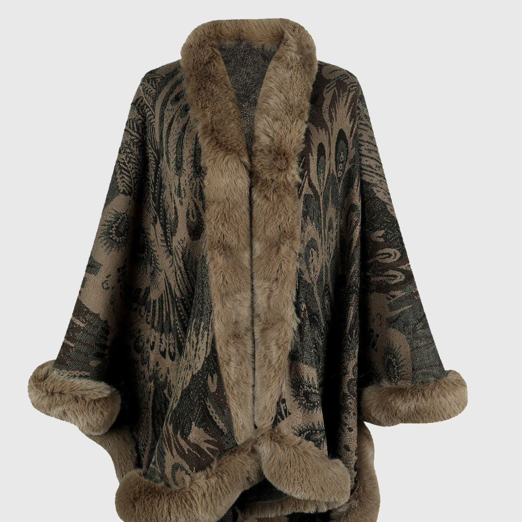 Printed Open Front Poncho
