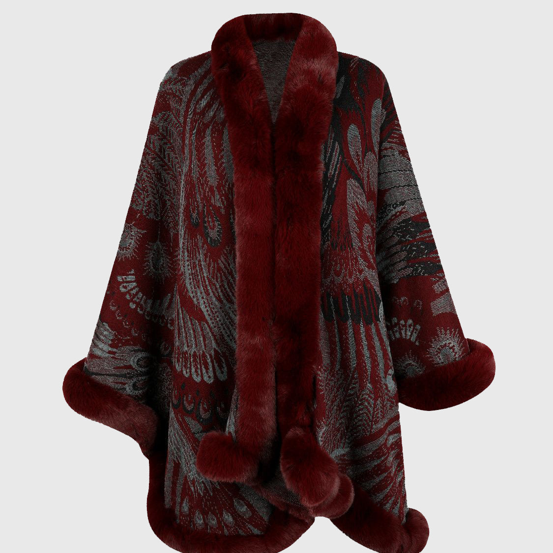 Printed Open Front Poncho