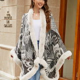 Printed Open Front Poncho