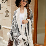 Printed Open Front Poncho