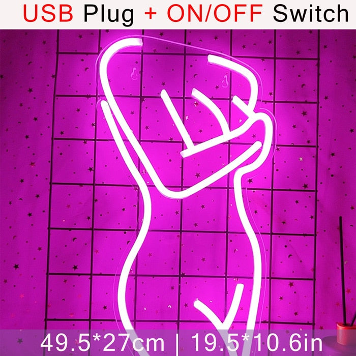 LED Lady Led Neon Sign Lights Wall Hanging Bar Pub Decor Artwork Night Light Neon Bulbs Lamp Bedroom Decoration Lighting