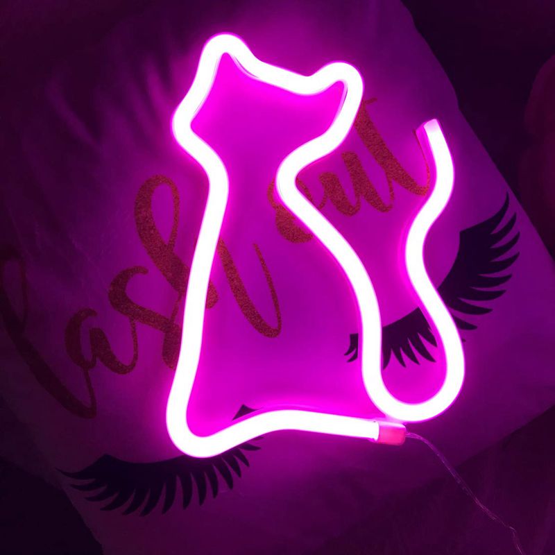 USB Battery Powered Creative LED Neon Light Sign LOVE Cat Rainbow Lip Neon Lamp For Party Wedding Bedroom Home Decor Night Lamp
