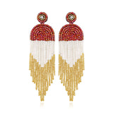Long Beaded Tassel Earrings Ethnic Bohemia Style Handmade Colorized Seed Beads Statement Drop Earrings Luxury Gift for Women