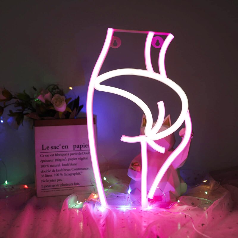 LED Lady Led Neon Sign Lights Wall Hanging Bar Pub Decor Artwork Night Light Neon Bulbs Lamp Bedroom Decoration Lighting