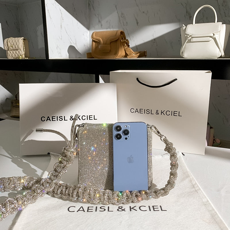Party Wedding Rhinestones Diamond Evening Clutch Bag Luxury Design Shiny Chain Bling Purse Women Handbag Shoulder Crossbody Bag