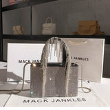 Women Full Diamond Rhinestone Bucket Handbag Shoulder Crossbody Bag Ladies Shiny Crystal Clutch Purse For Party Evening Bag