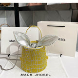 Women Full Diamond Rhinestone Bucket Handbag Shoulder Crossbody Bag Ladies Shiny Crystal Clutch Purse For Party Evening Bag