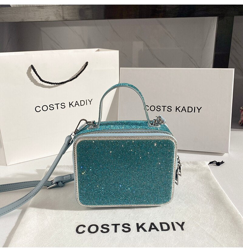 Party Wedding Rhinestones Diamond Evening Clutch Bag Luxury Design Shiny Chain Bling Purse Women Handbag Shoulder Crossbody Bag