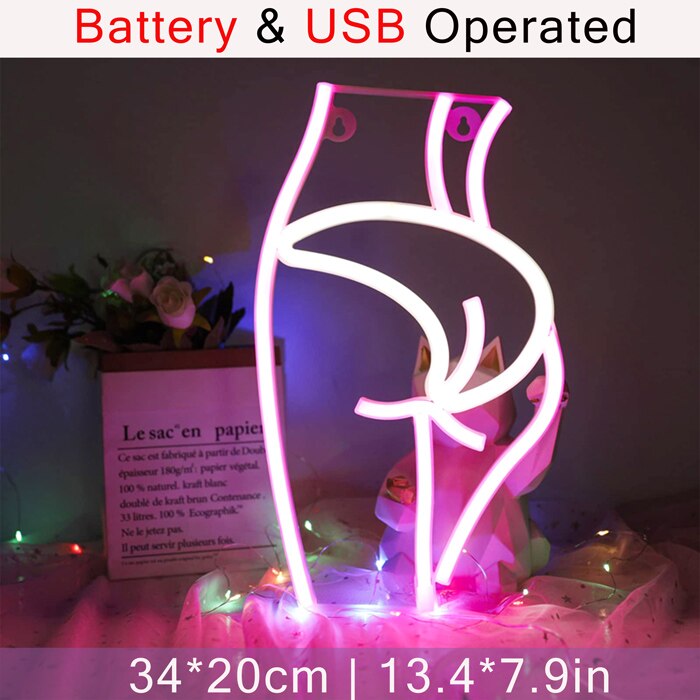 LED Lady Led Neon Sign Lights Wall Hanging Bar Pub Decor Artwork Night Light Neon Bulbs Lamp Bedroom Decoration Lighting