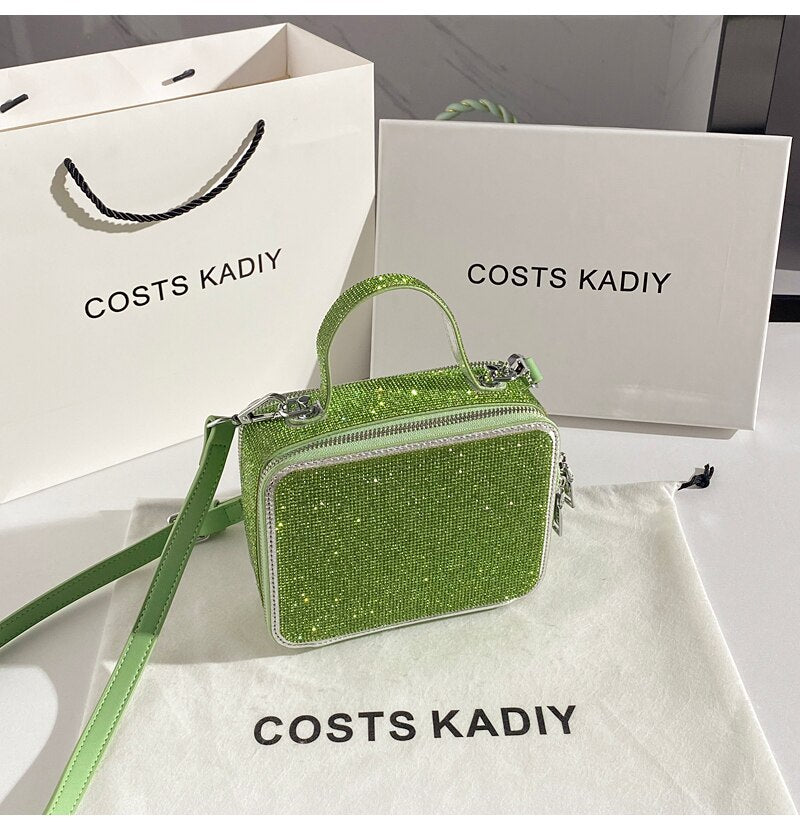 Party Wedding Rhinestones Diamond Evening Clutch Bag Luxury Design Shiny Chain Bling Purse Women Handbag Shoulder Crossbody Bag