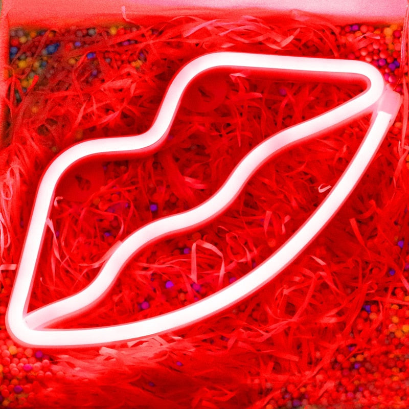 LED Smoking Lips Neon Light USB Powered Sexy Lips for Bar Pub Party Wall Bedroom Art Decor Room Decoration Night Light