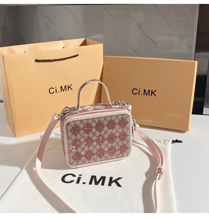 Party Wedding Rhinestones Diamond Evening Clutch Bag Luxury Design Shiny Chain Bling Purse Women Handbag Shoulder Crossbody Bag
