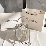 Women Full Diamond Rhinestone Bucket Handbag Shoulder Crossbody Bag Ladies Shiny Crystal Clutch Purse For Party Evening Bag