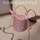 Women Full Diamond Rhinestone Bucket Handbag Shoulder Crossbody Bag Ladies Shiny Crystal Clutch Purse For Party Evening Bag