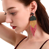 Long Beaded Tassel Earrings Ethnic Bohemia Style Handmade Colorized Seed Beads Statement Drop Earrings Luxury Gift for Women