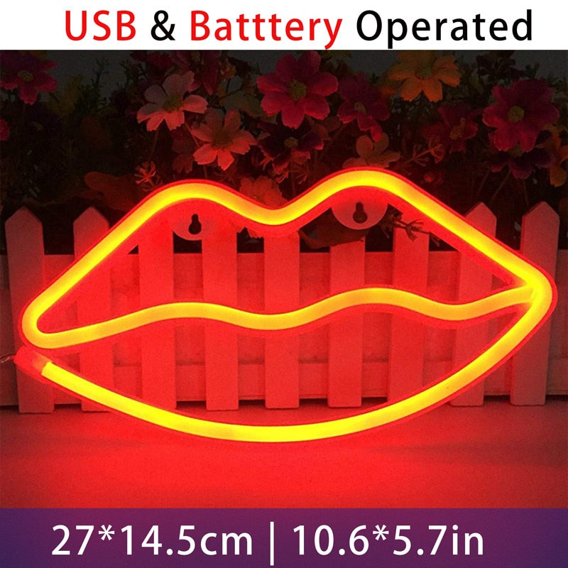 LED Smoking Lips Neon Light USB Powered Sexy Lips for Bar Pub Party Wall Bedroom Art Decor Room Decoration Night Light
