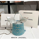 Women Full Diamond Rhinestone Bucket Handbag Shoulder Crossbody Bag Ladies Shiny Crystal Clutch Purse For Party Evening Bag