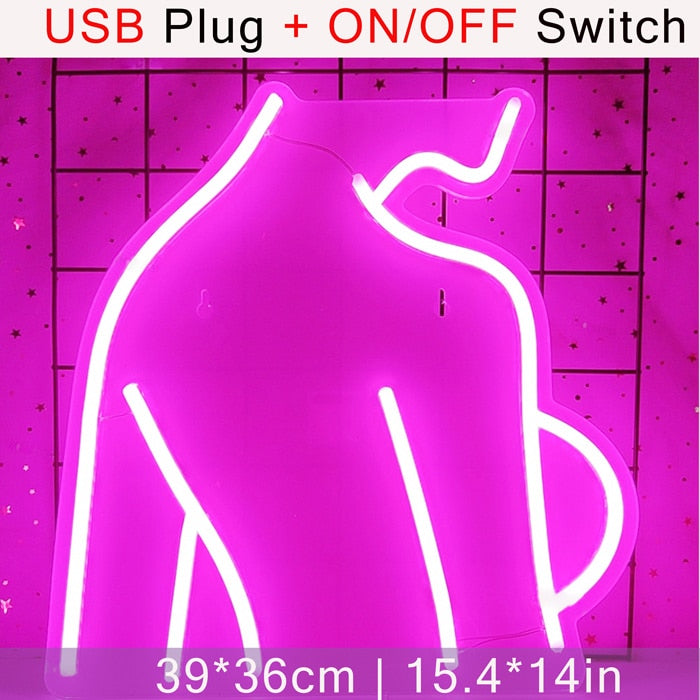 LED Lady Led Neon Sign Lights Wall Hanging Bar Pub Decor Artwork Night Light Neon Bulbs Lamp Bedroom Decoration Lighting
