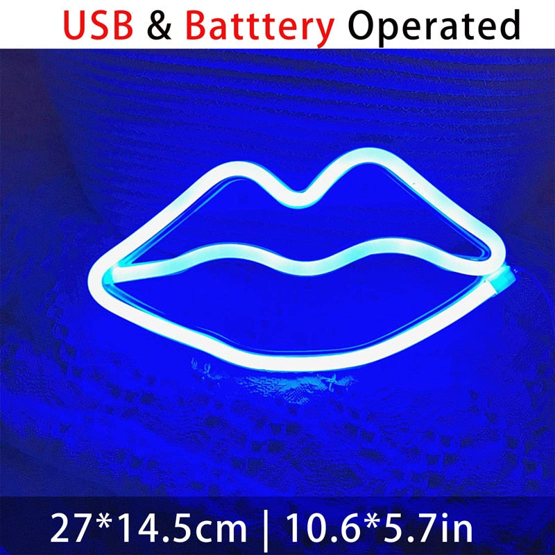 LED Smoking Lips Neon Light USB Powered Sexy Lips for Bar Pub Party Wall Bedroom Art Decor Room Decoration Night Light