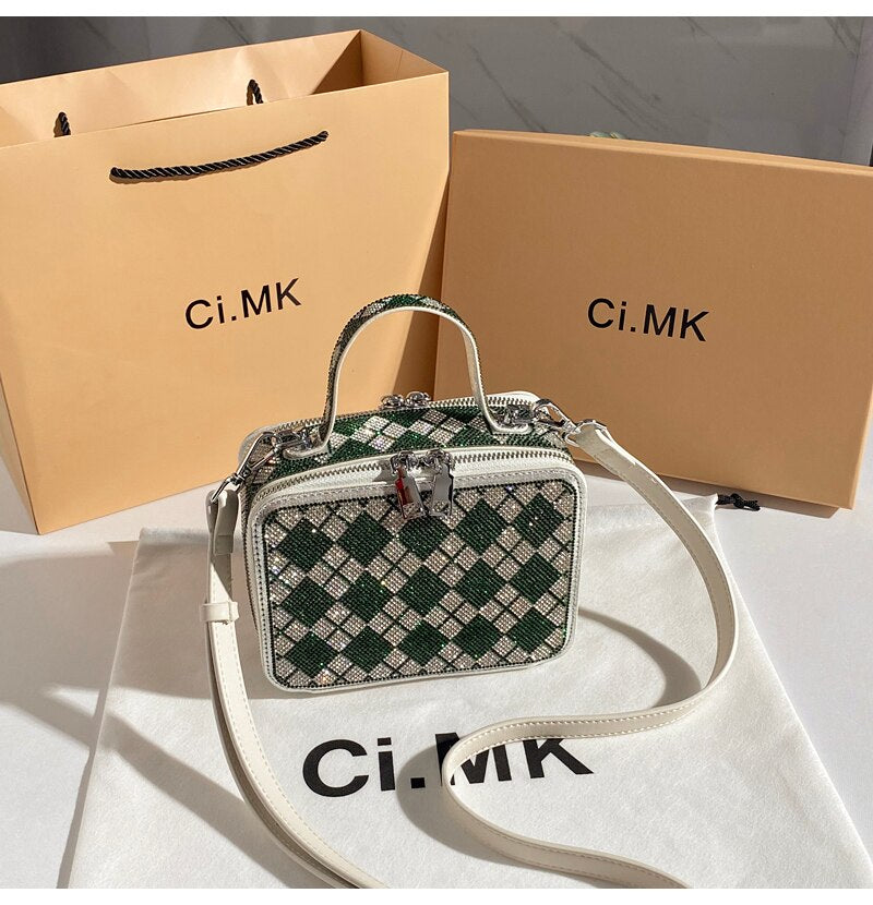 Party Wedding Rhinestones Diamond Evening Clutch Bag Luxury Design Shiny Chain Bling Purse Women Handbag Shoulder Crossbody Bag