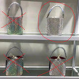 Women Full Diamond Rhinestone Bucket Handbag Shoulder Crossbody Bag Ladies Shiny Crystal Clutch Purse For Party Evening Bag