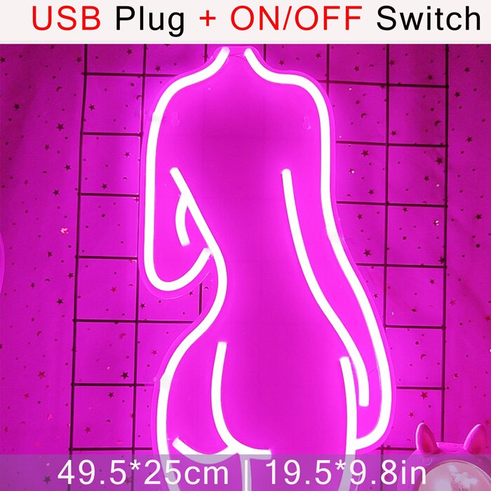 LED Lady Led Neon Sign Lights Wall Hanging Bar Pub Decor Artwork Night Light Neon Bulbs Lamp Bedroom Decoration Lighting