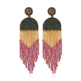 Long Beaded Tassel Earrings Ethnic Bohemia Style Handmade Colorized Seed Beads Statement Drop Earrings Luxury Gift for Women
