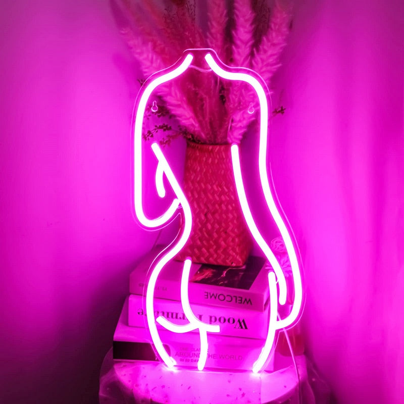 LED Lady Led Neon Sign Lights Wall Hanging Bar Pub Decor Artwork Night Light Neon Bulbs Lamp Bedroom Decoration Lighting