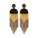 Long Beaded Tassel Earrings Ethnic Bohemia Style Handmade Colorized Seed Beads Statement Drop Earrings Luxury Gift for Women